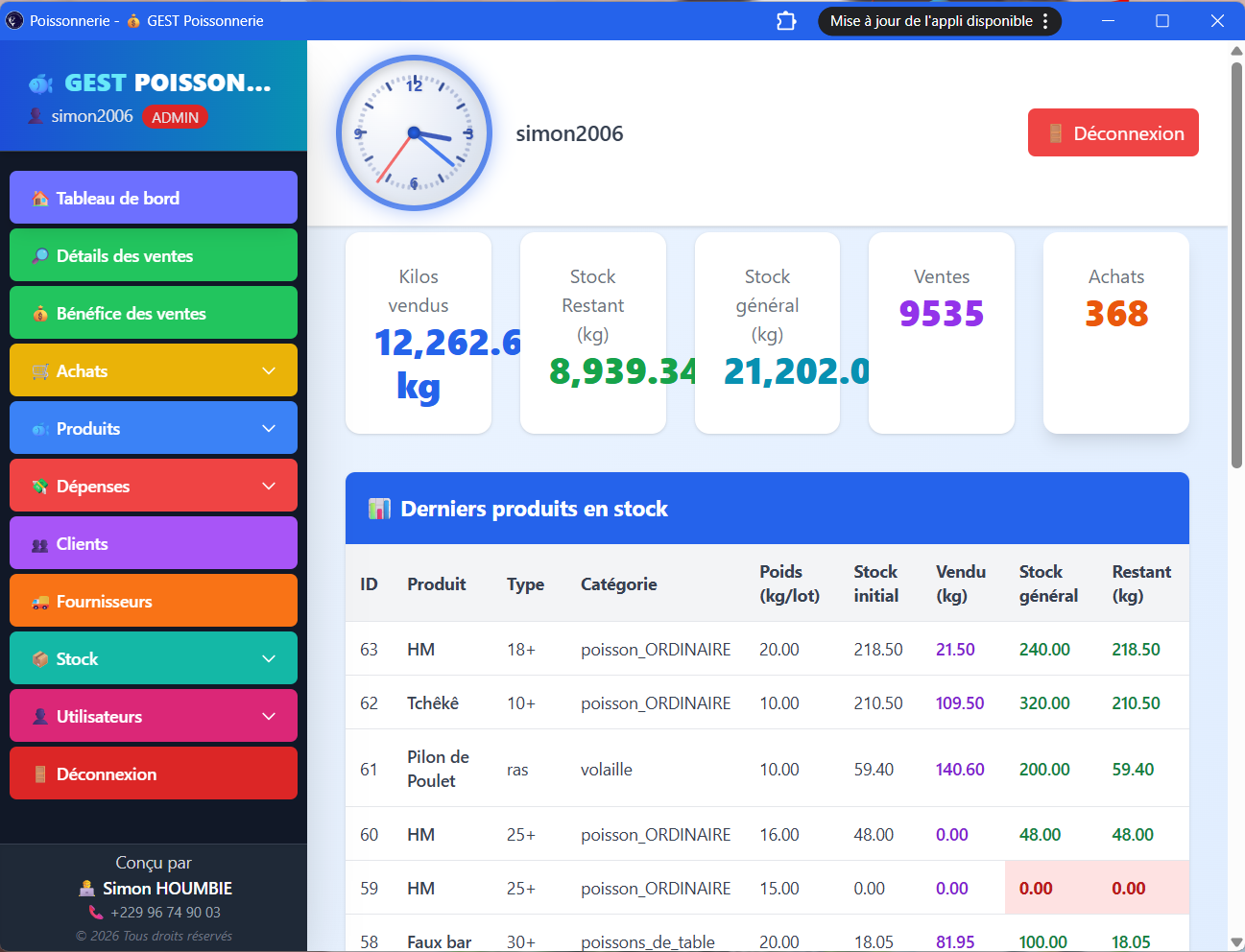 Application de Gestion de Poissonnerie